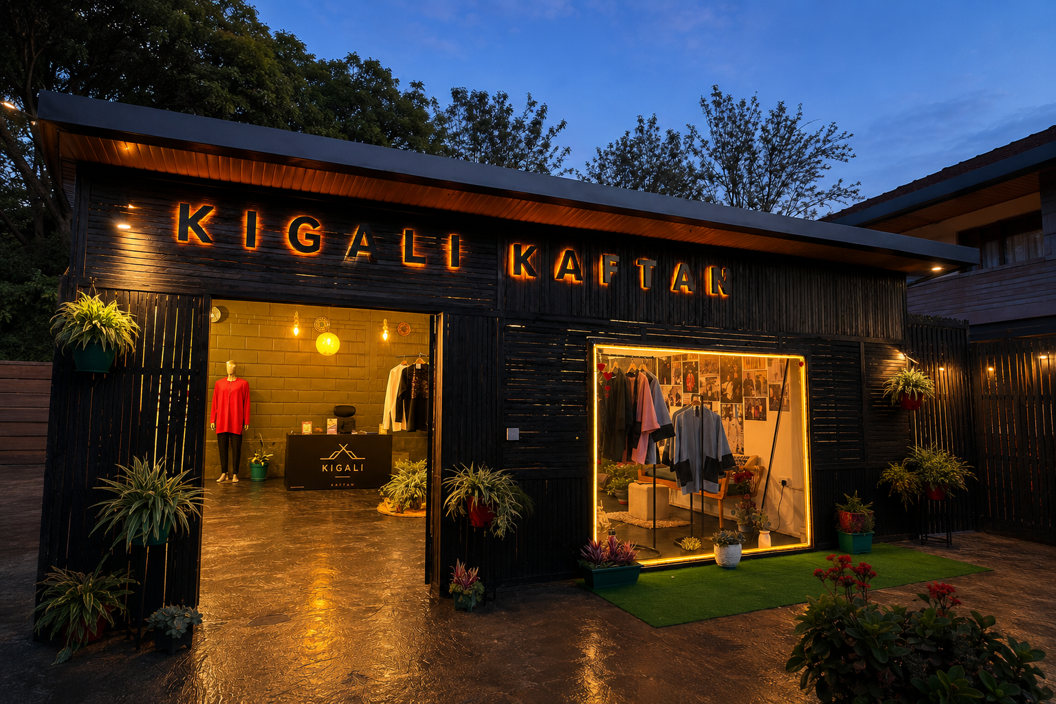 Kigali Kaftan atelier showcasing craftsmanship and bespoke tailoring
