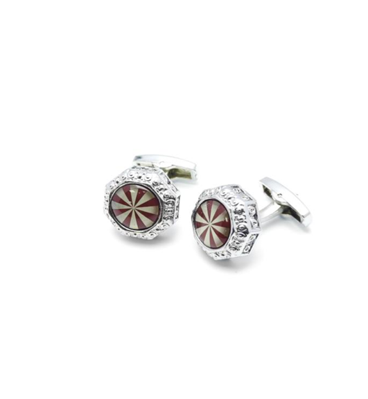 Silver Red Pinwheel Cufflink CD-Z110